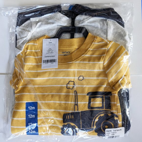 NWT Carter's Kids 4 Piece Set - Tractor Print - 12 Months - Picture 7 of 7